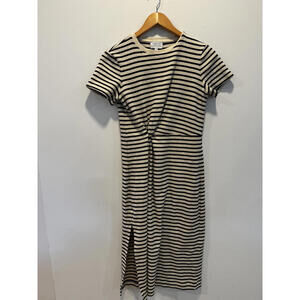 Tanya Taylor Striped Midi Dress with Side Slit